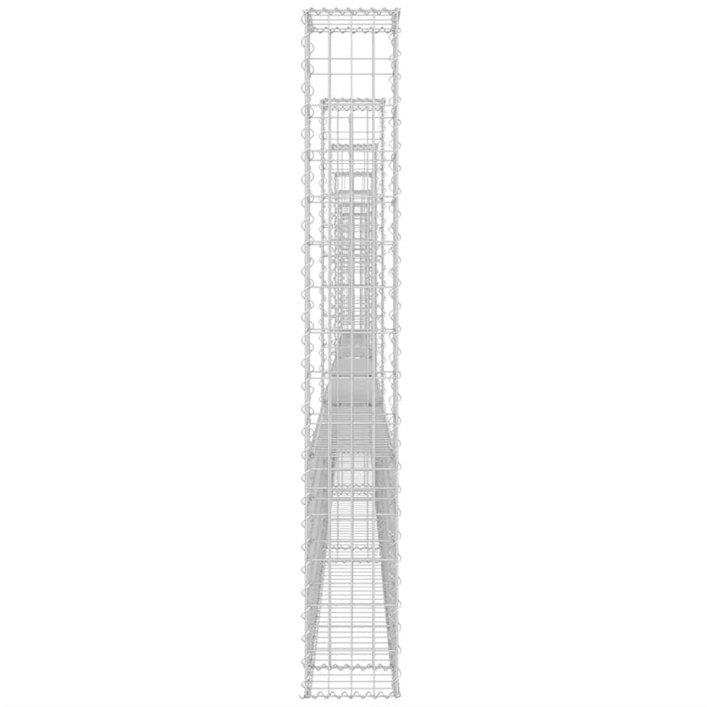 vidaXL Gabionenkorb U-Form mit 7 Säulen Eisen 740x20x150 cm