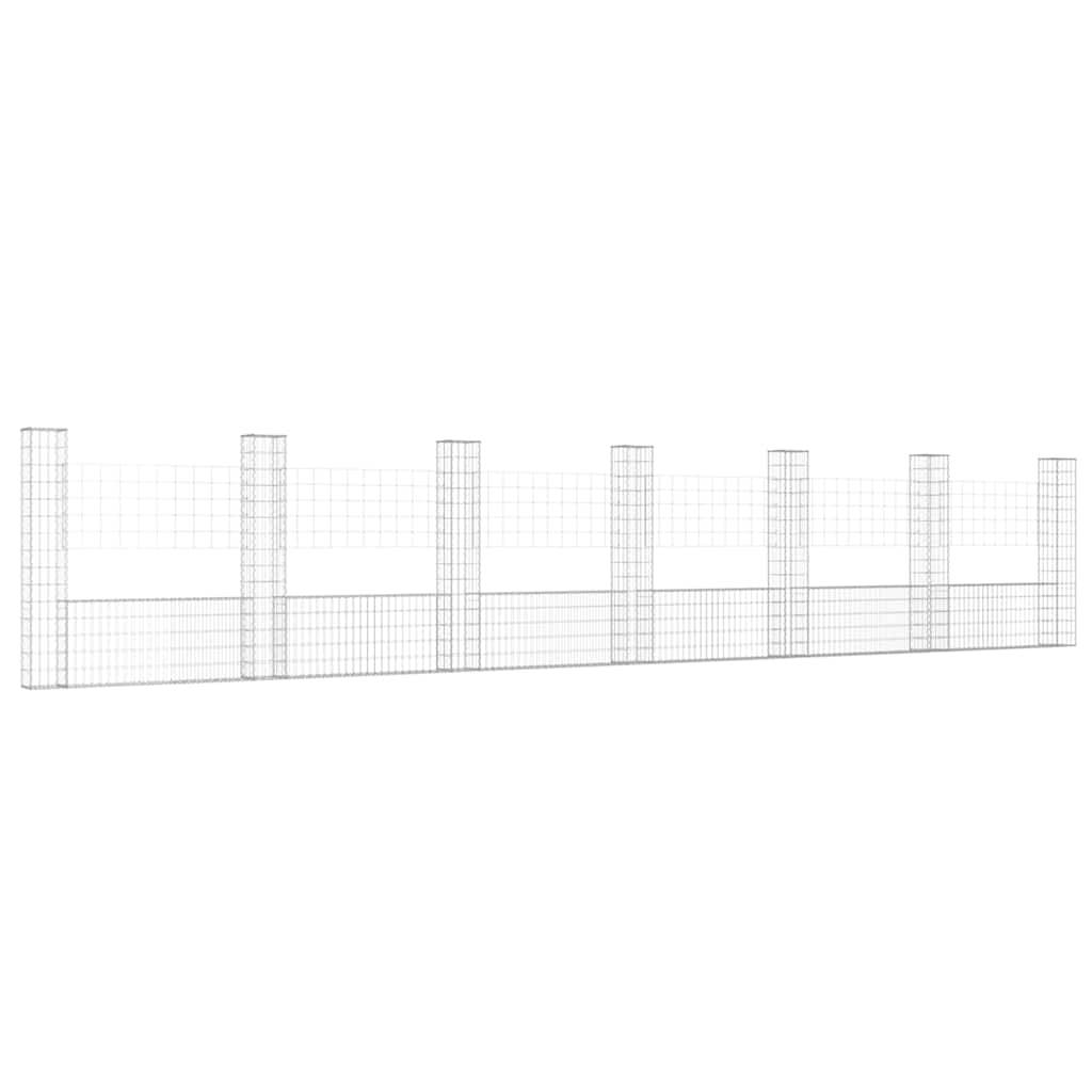 vidaXL Gabionenkorb U-Form mit 7 Säulen Eisen 740x20x150 cm
