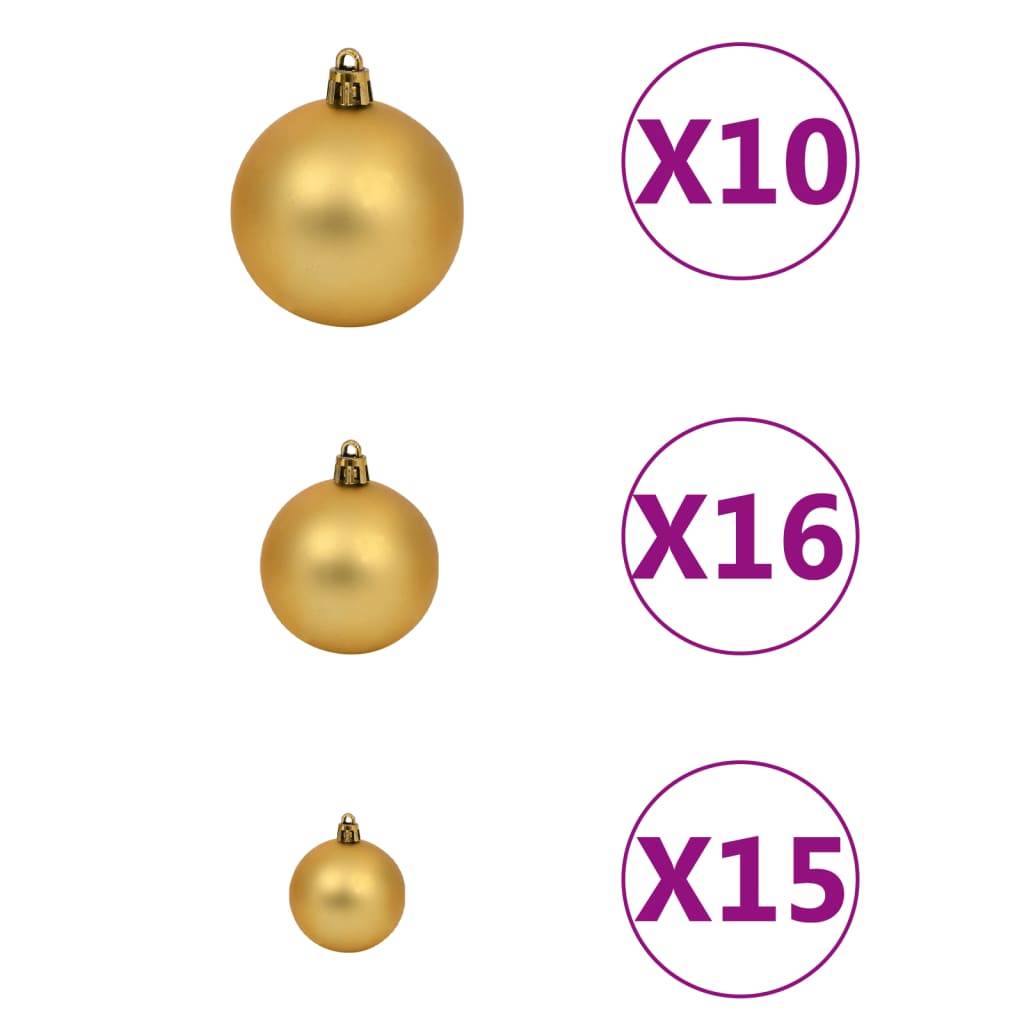 vidaXL Künstlicher Weihnachtsbaum mit Beleuchtung & Kugeln Weiß 210 cm