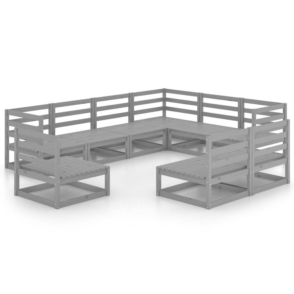 vidaXL 9-tlg. Garten-Lounge-Set Grau Kiefer Massivholz