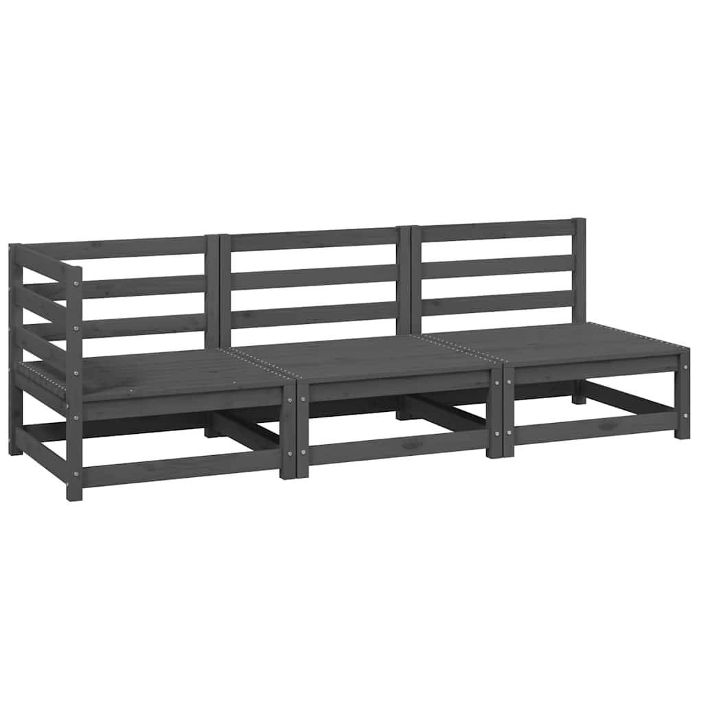 vidaXL 3-tlg. Garten-Lounge-Set Grau Kiefer Massivholz