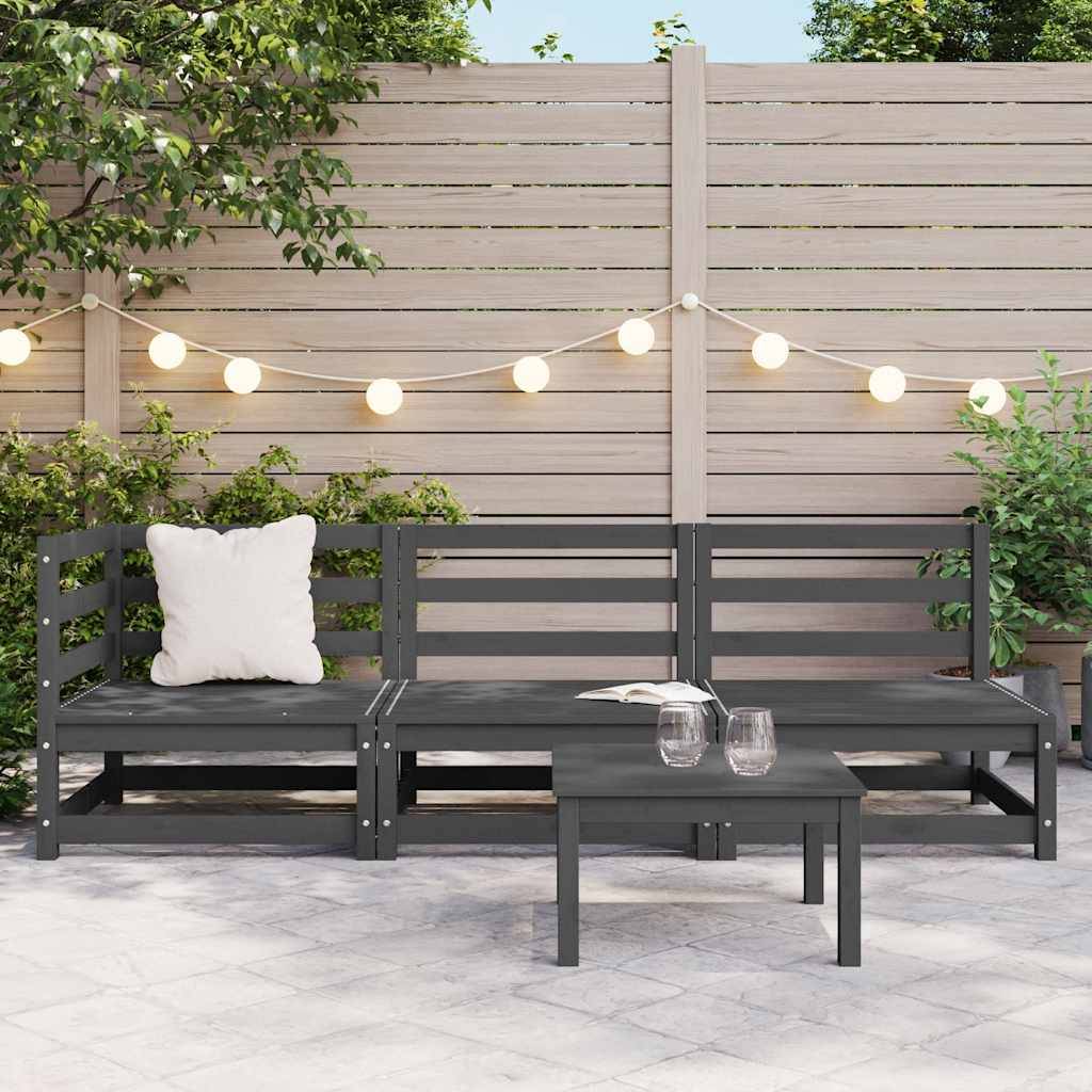 vidaXL 3-tlg. Garten-Lounge-Set Grau Kiefer Massivholz