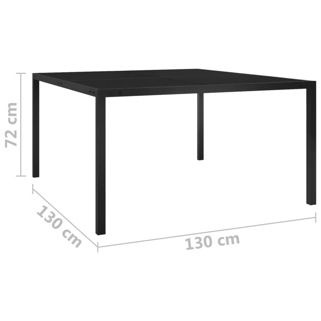vidaXL Gartentisch 130x130x72 cm Schwarz Stahl und Glas