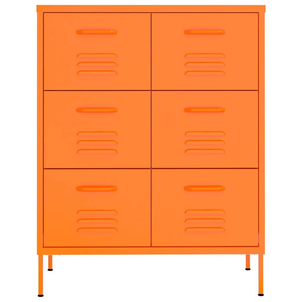 vidaXL Schubladenschrank Orange 80x35x101,5 cm Stahl