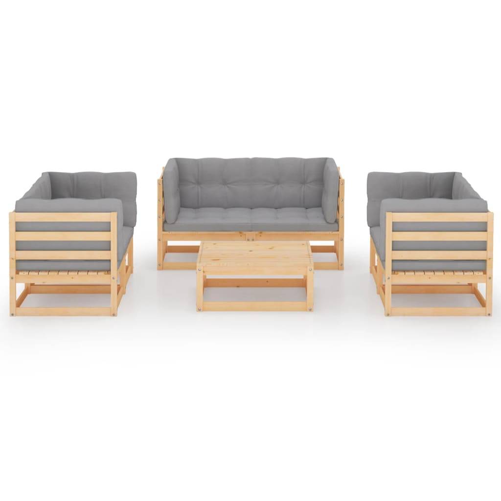 vidaXL 7-tlg. Garten-Lounge-Set mit Kissen Kiefer Massivholz