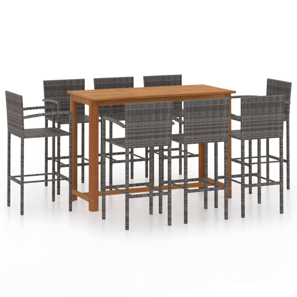 vidaXL 9-tlg. Gartenbar-Set Grau