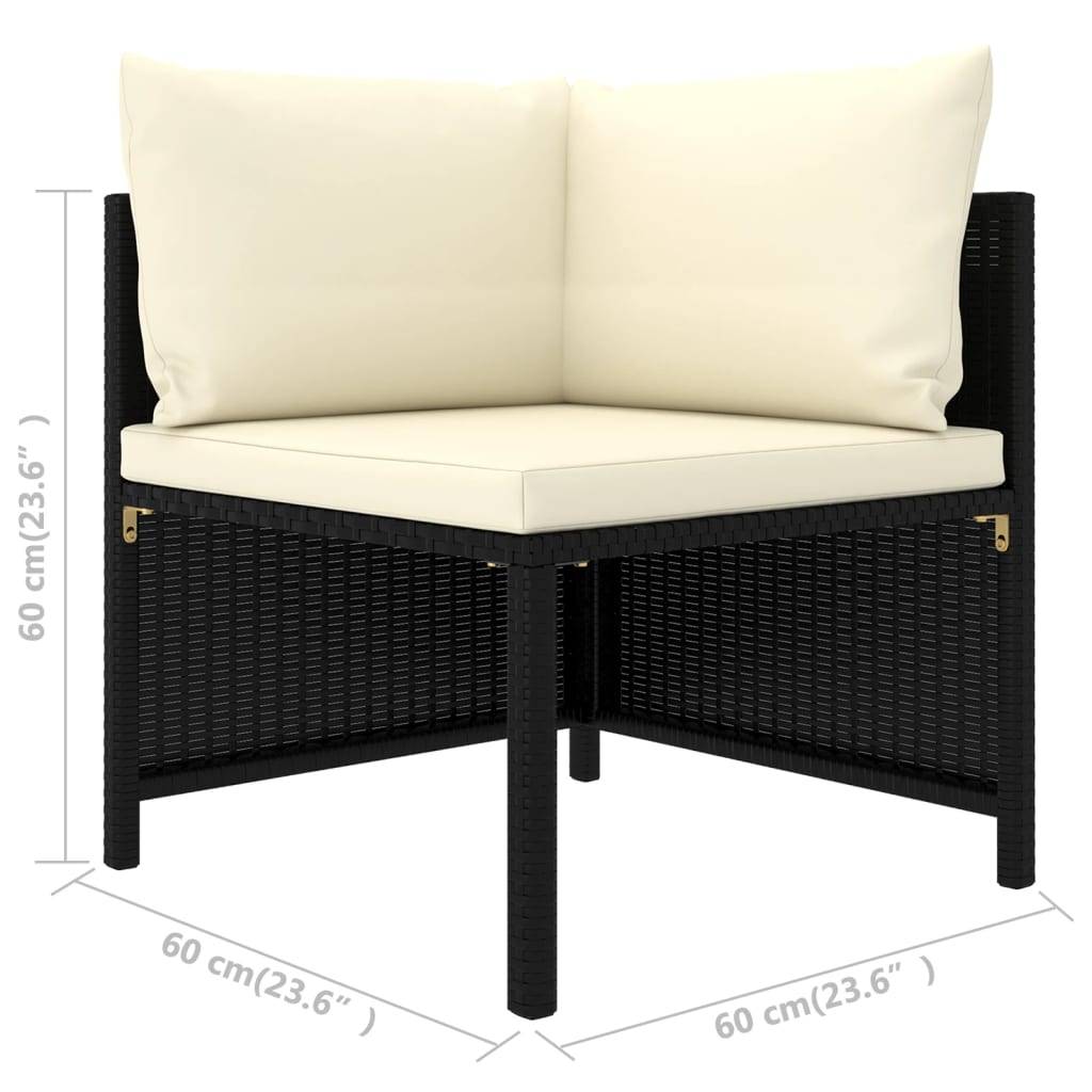 vidaXL 9-tlg. Garten-Lounge-Set mit Kissen Poly Rattan Schwarz