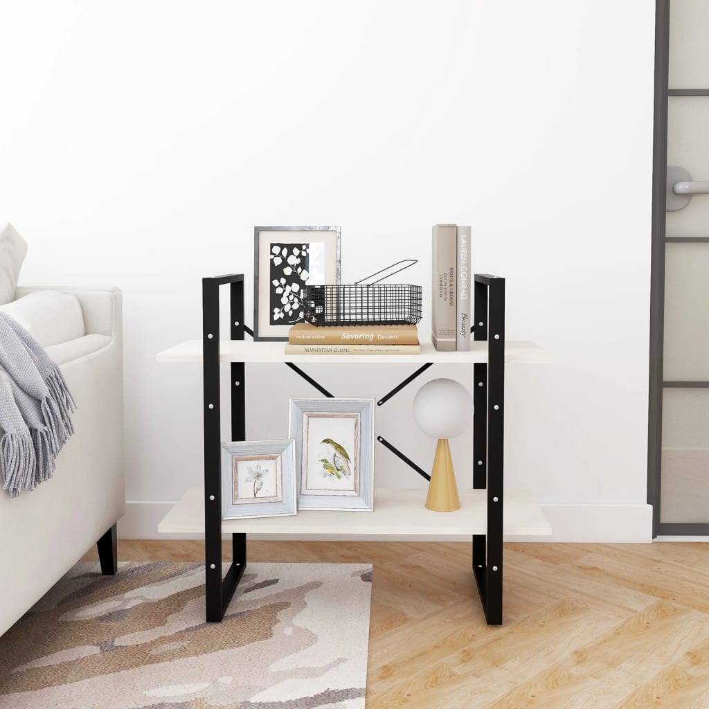 vidaXL Bücherregal 2 Böden Weiß 80x30x70 cm Massivholz Kiefer