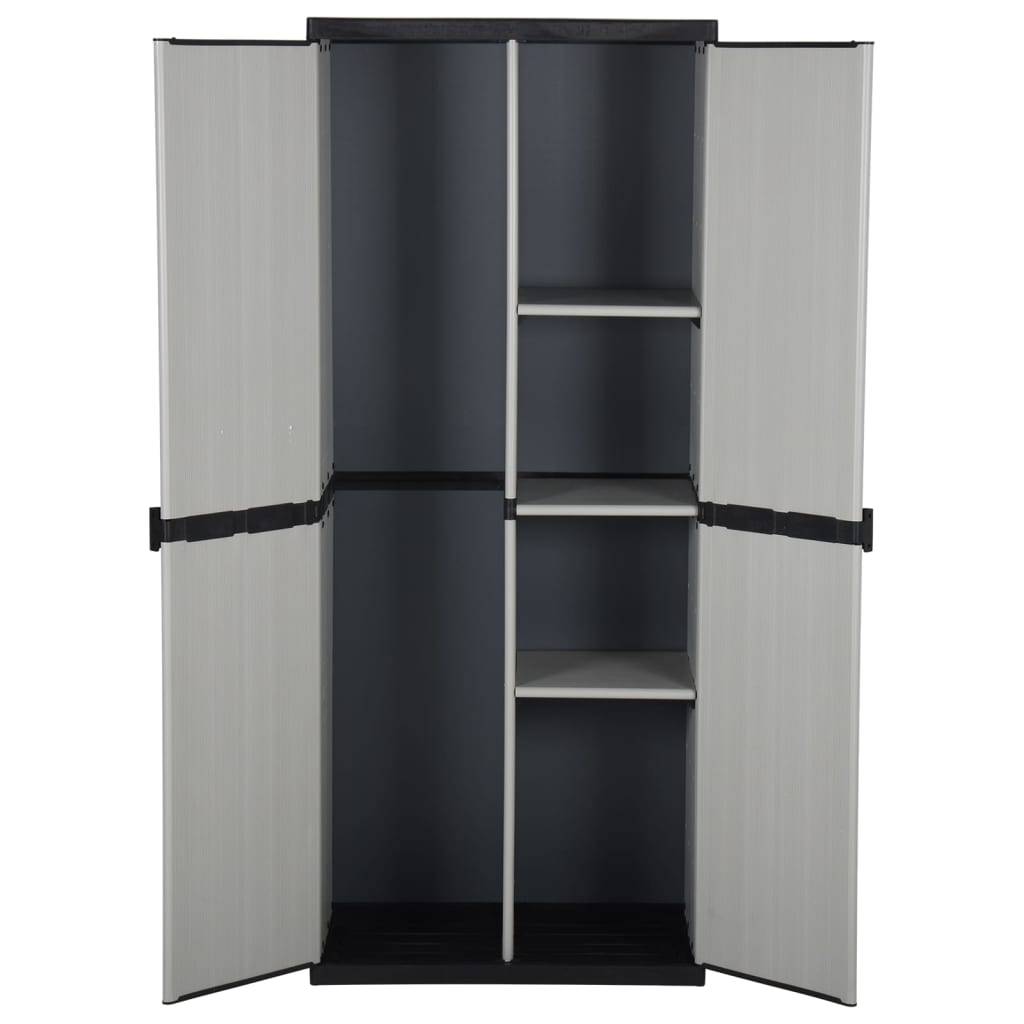 vidaXL Garten-Lagerschrank mit 3 Böden Grau &amp; Schwarz 68x40x168 cm