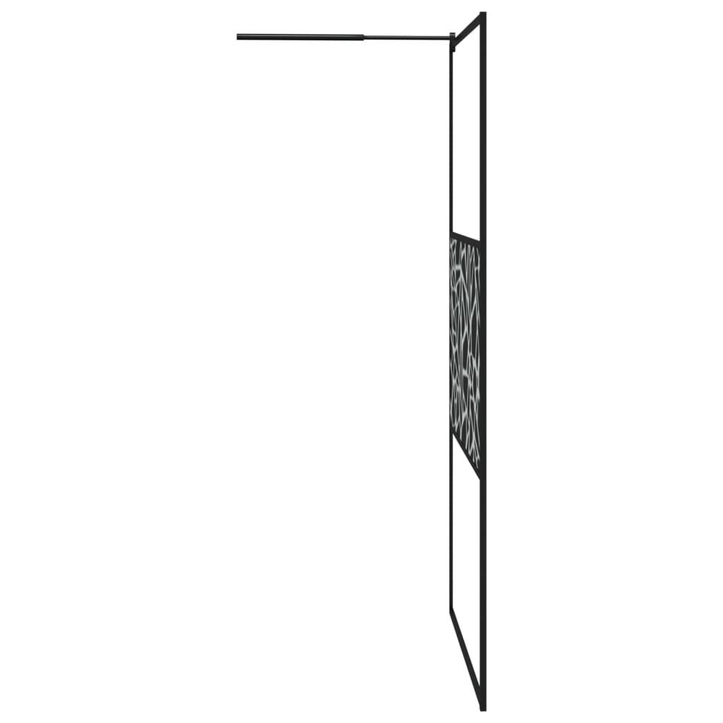 vidaXL Duschwand für Walk-In Dusche 115x195 cm ESG Steindesign Schwarz