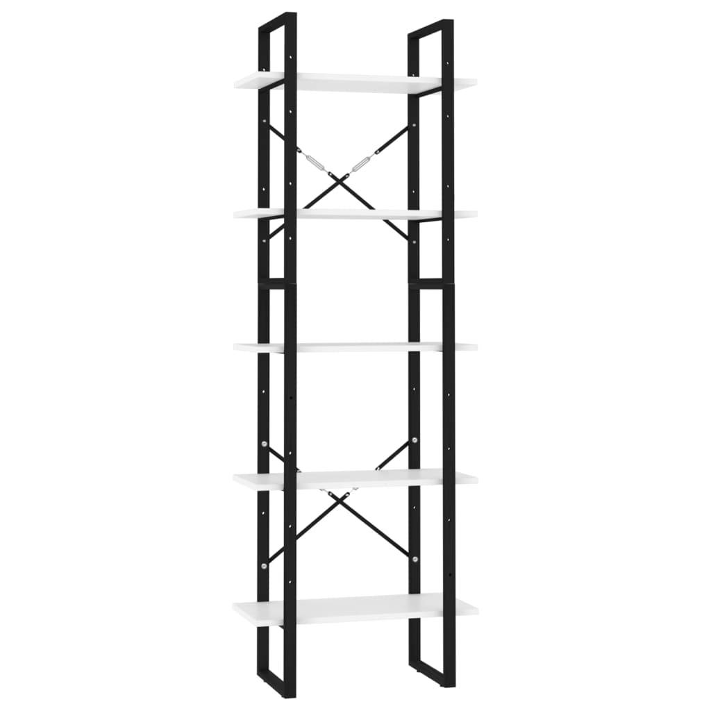 vidaXL Bücherregal 5 Fächer Weiß 60x30x175 cm Holzwerkstoff