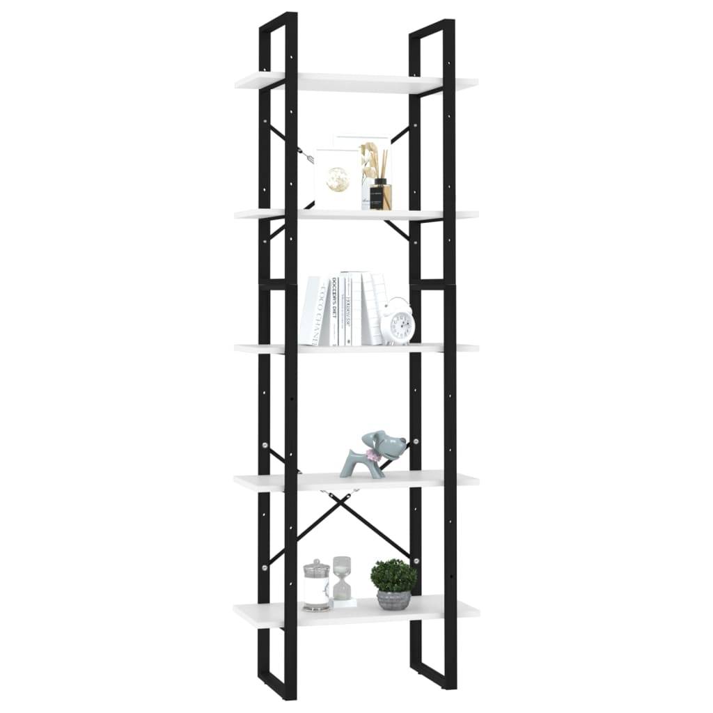 vidaXL Bücherregal 5 Fächer Weiß 60x30x175 cm Holzwerkstoff