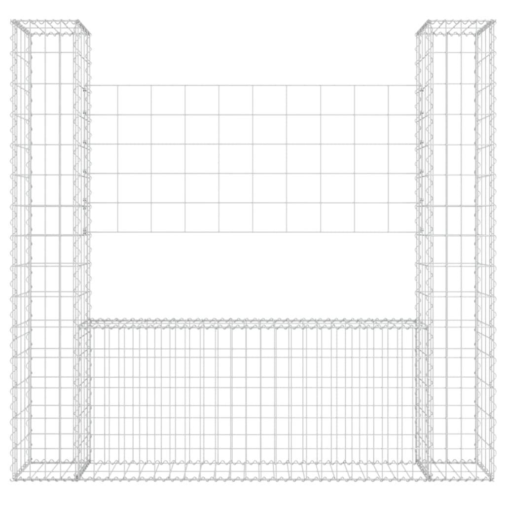 vidaXL Gabionenkorb U-Form mit 2 Säulen Eisen 140x20x150 cm