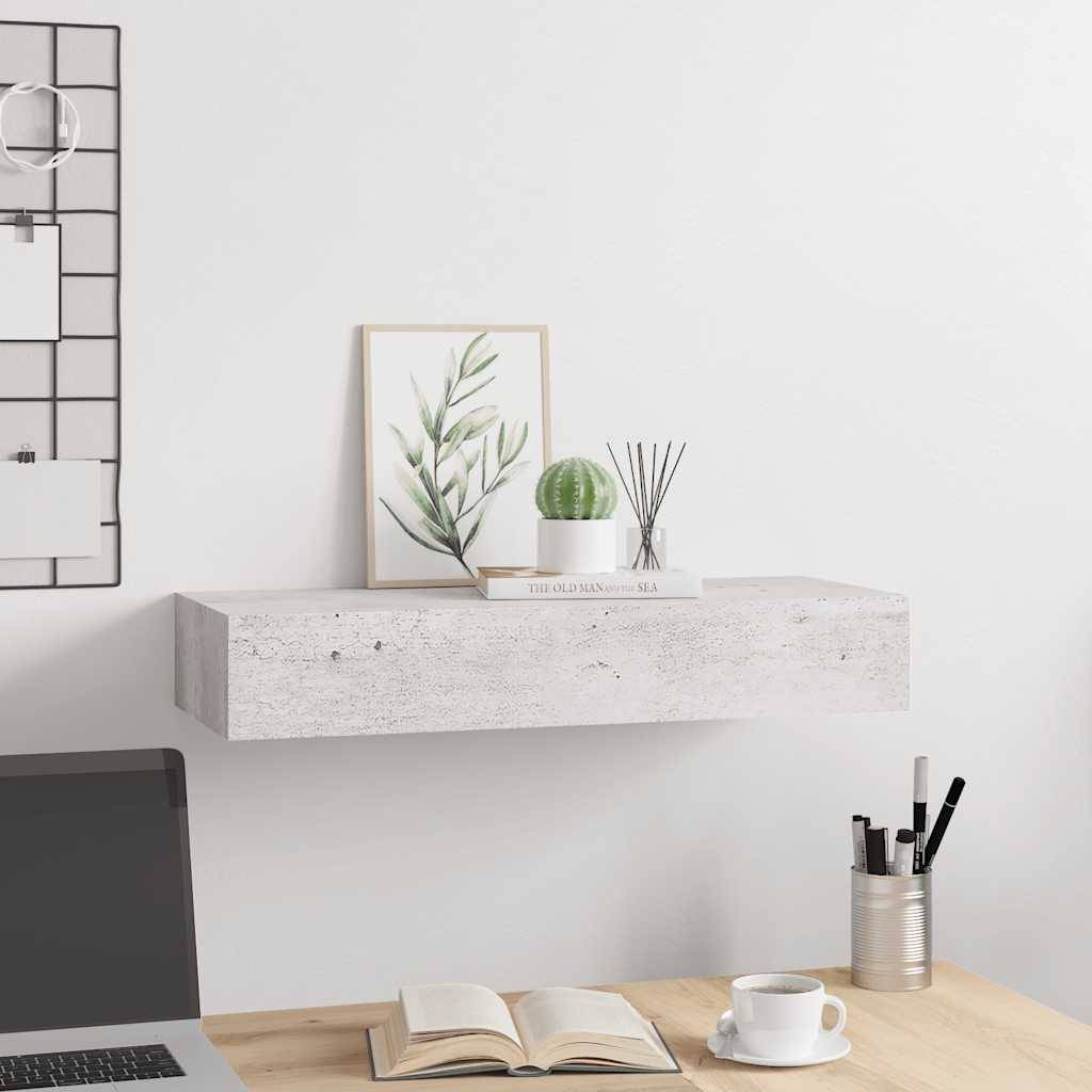vidaXL Wandregal mit Schublade Betongrau 60x23,5x10 cm MDF
