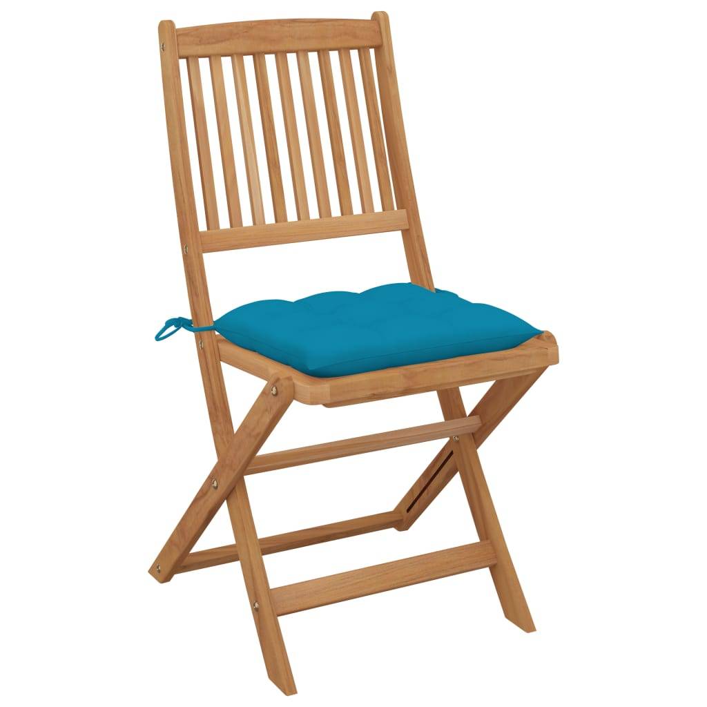 vidaXL Klappbare Gartenstühle 6 Stk. mit Kissen Massivholz Akazie