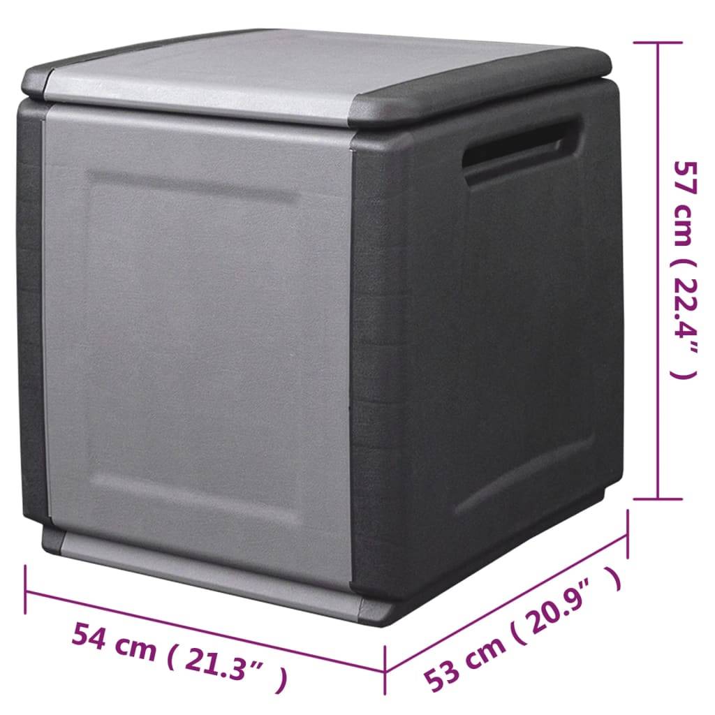 vidaXL Garten-Aufbewahrungsbox 54x53x57 cm 130 L Dunkelgrau Schwarz