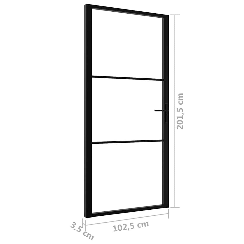 vidaXL Innentür ESG Glas und Aluminium 102,5x201,5 cm Schwarz
