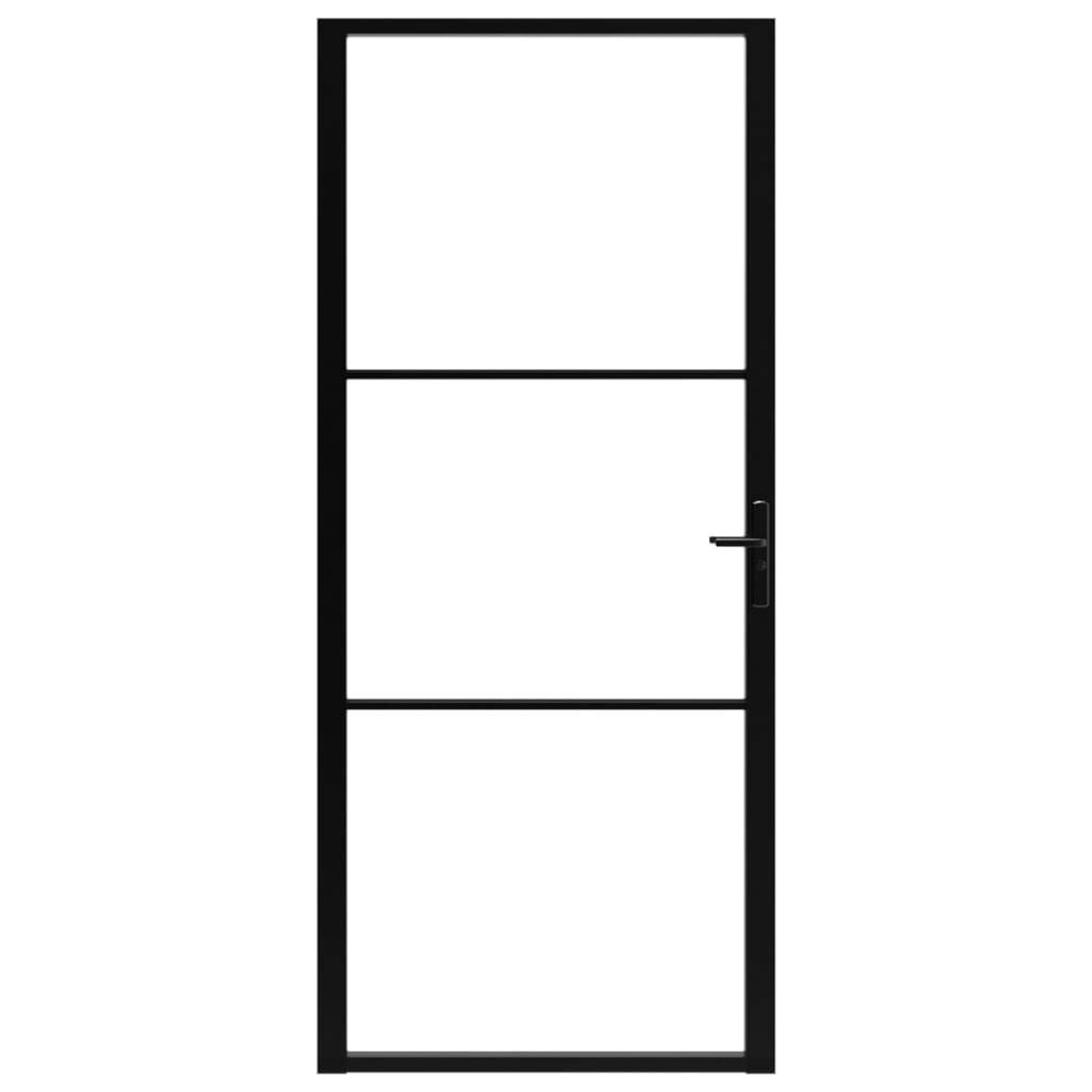 vidaXL Innentür ESG Glas und Aluminium 102,5x201,5 cm Schwarz