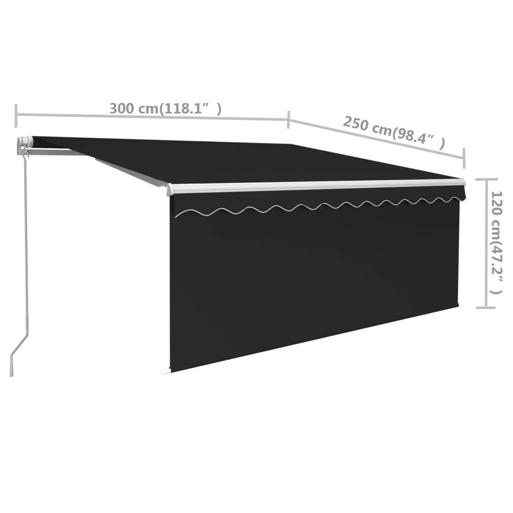 vidaXL Markise Manuell Einziehbar mit Rollo 3x2,5 m Anthrazit