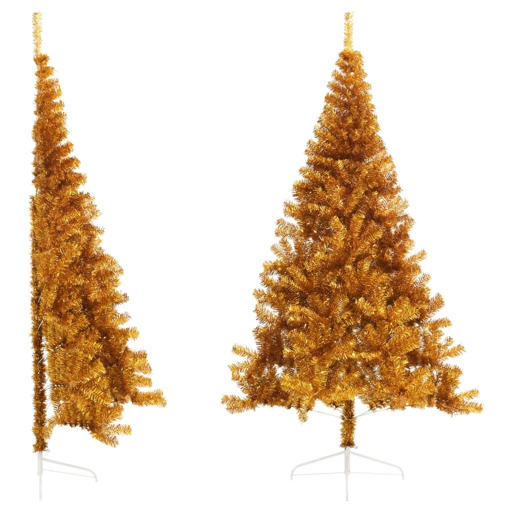 vidaXL Künstlicher Halb-Weihnachtsbaum mit Ständer Gold 240 cm PET