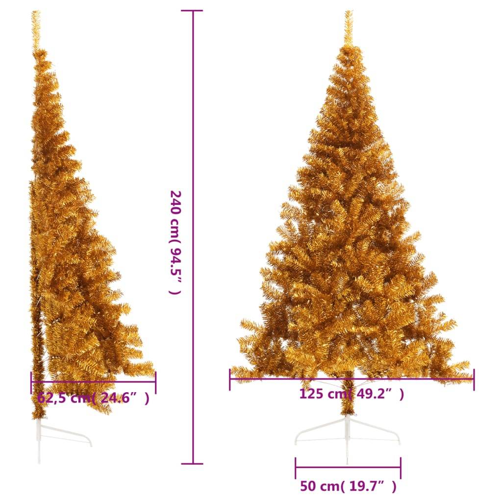 vidaXL Künstlicher Halb-Weihnachtsbaum mit Ständer Gold 240 cm PET