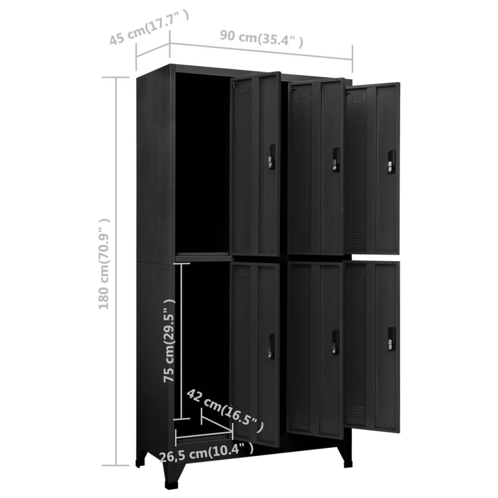 vidaXL Schließfachschrank Anthrazit 90x45x180 cm Stahl