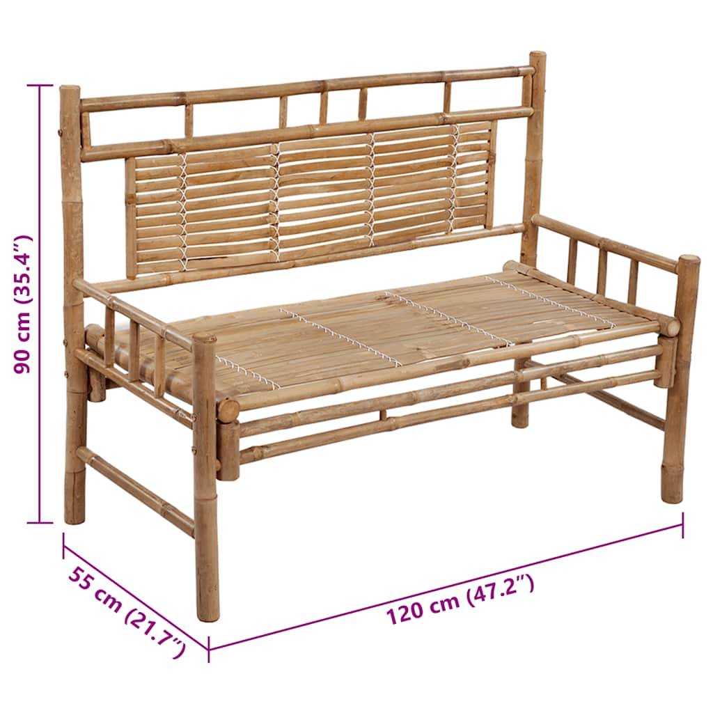 vidaXL Gartenbank mit Auflage 120 cm Bambus