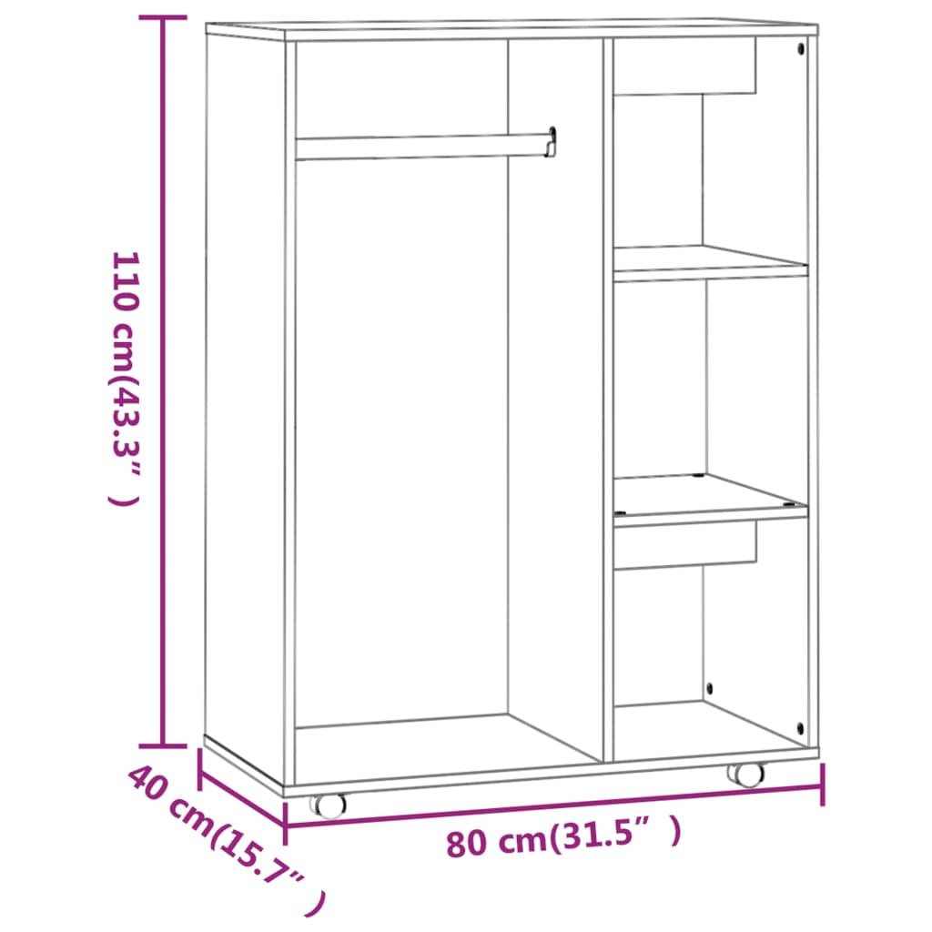 vidaXL Kleiderschrank Grau Sonoma 80x40x110 cm Holzwerkstoff