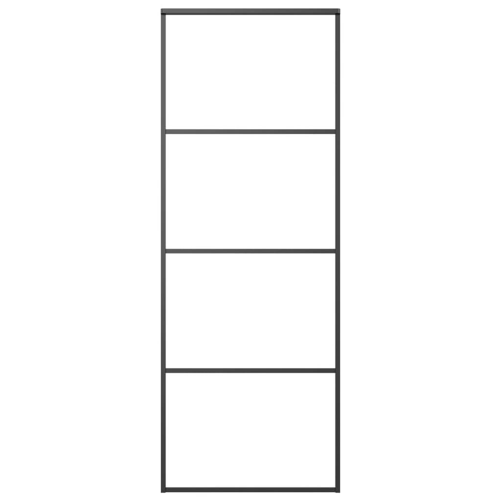 vidaXL Schiebetür ESG-Glas und Aluminium mattiert 76x205 cm Schwarz