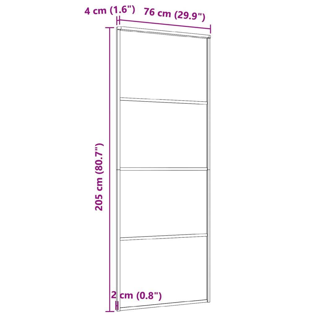 vidaXL Schiebetür ESG-Glas und Aluminium mattiert 76x205 cm Schwarz