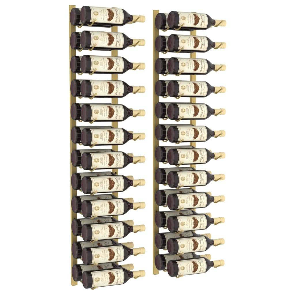 vidaXL Wand-Weinregal für 24 Flaschen 2 Stk. Golden Eisen