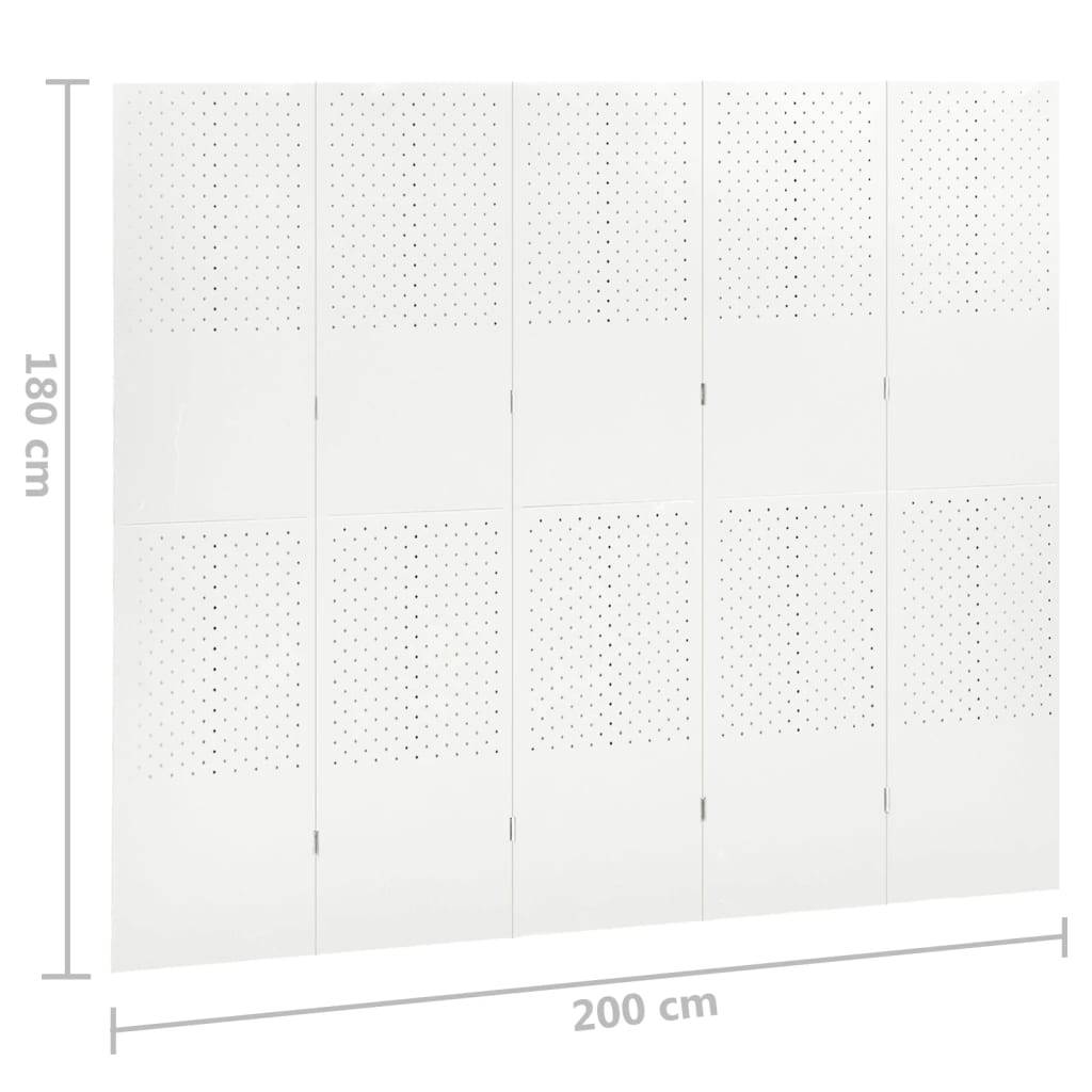 vidaXL 5-tlg. Raumteiler Weiß 200x180 cm Stahl