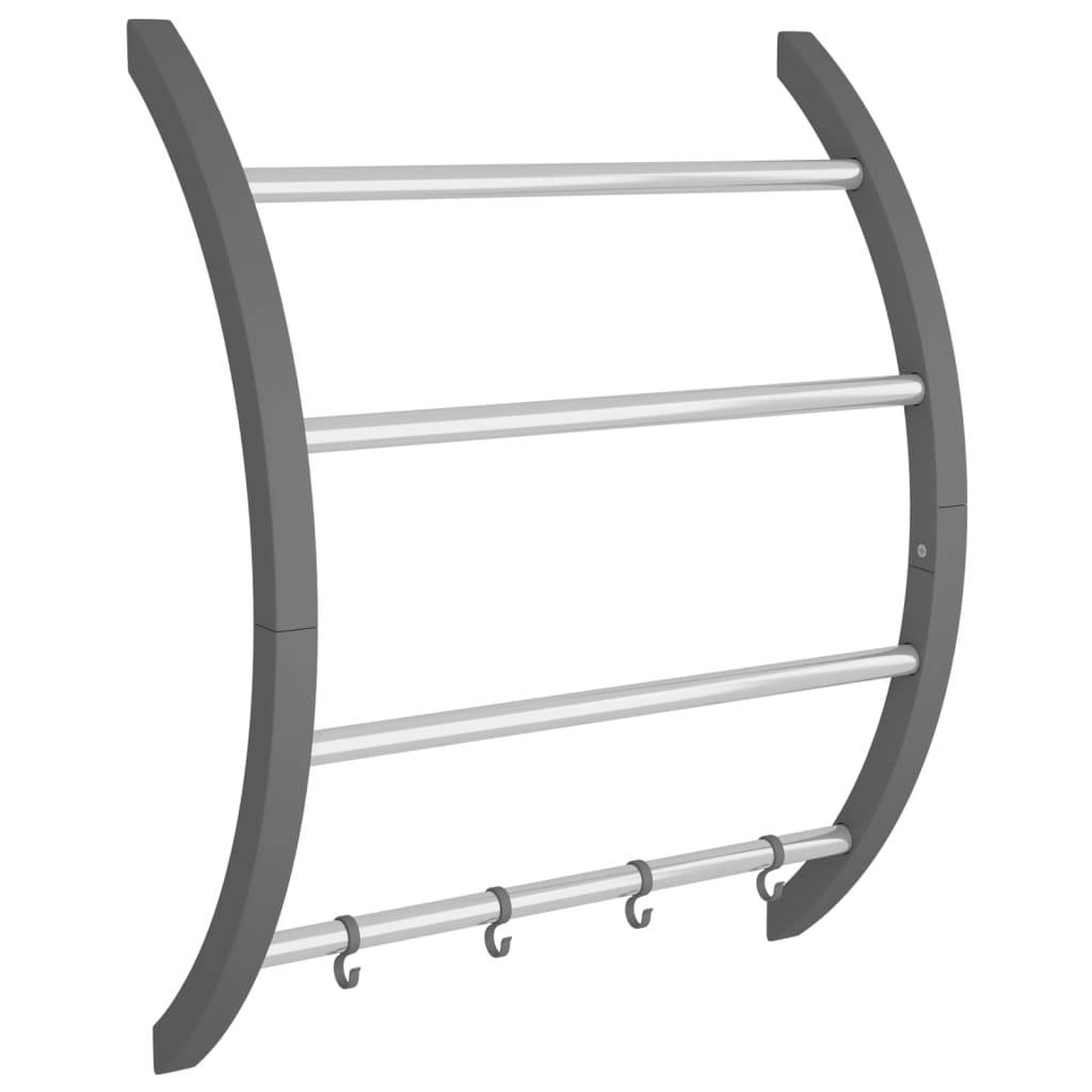 vidaXL Handtuchhalter mit Haken Silbern 56x16x72 cm Aluminium