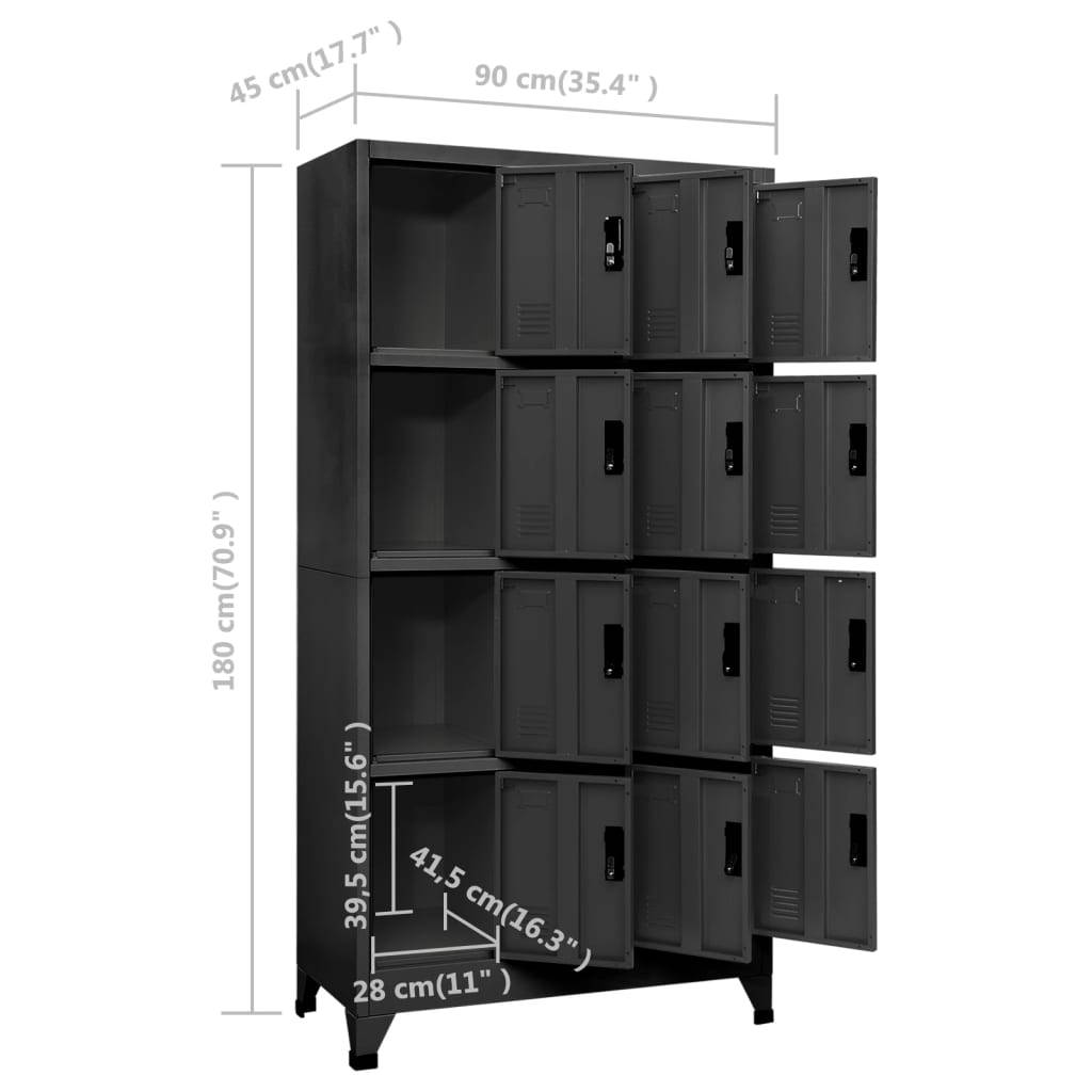 vidaXL Schließfachschrank Anthrazit 90x45x180 cm Stahl