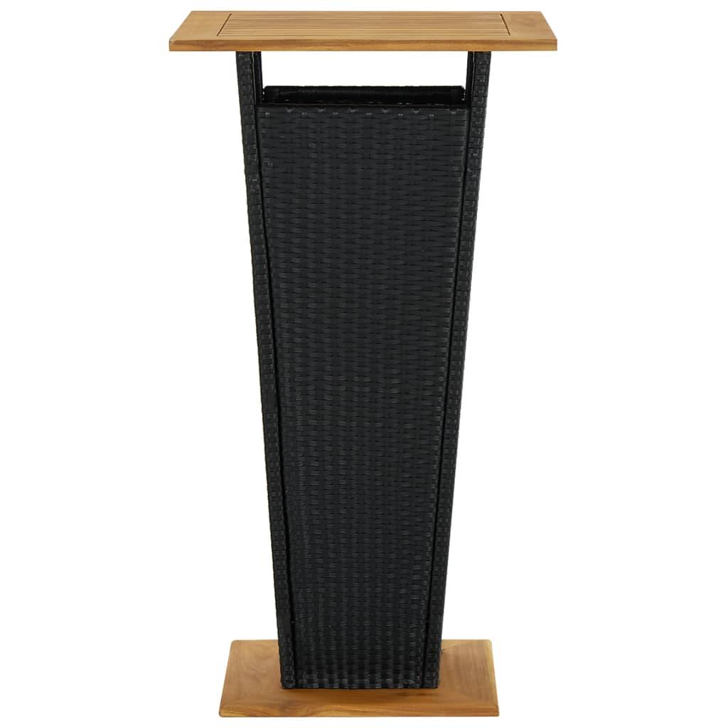 vidaXL Bartisch Schwarz 60x60x110 cm Poly Rattan und Massivholz Akazie
