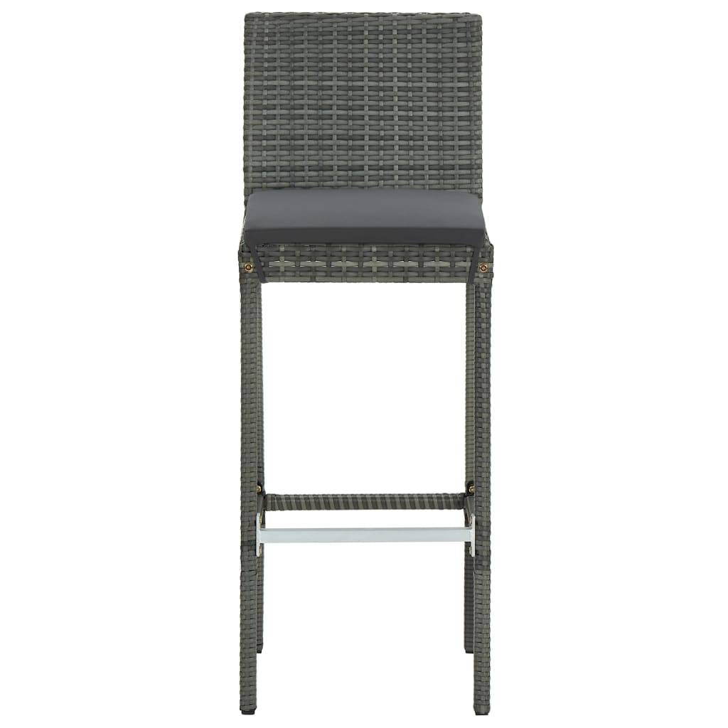 vidaXL Garten-Barhocker mit Kissen 4 Stk. Grau Poly Rattan