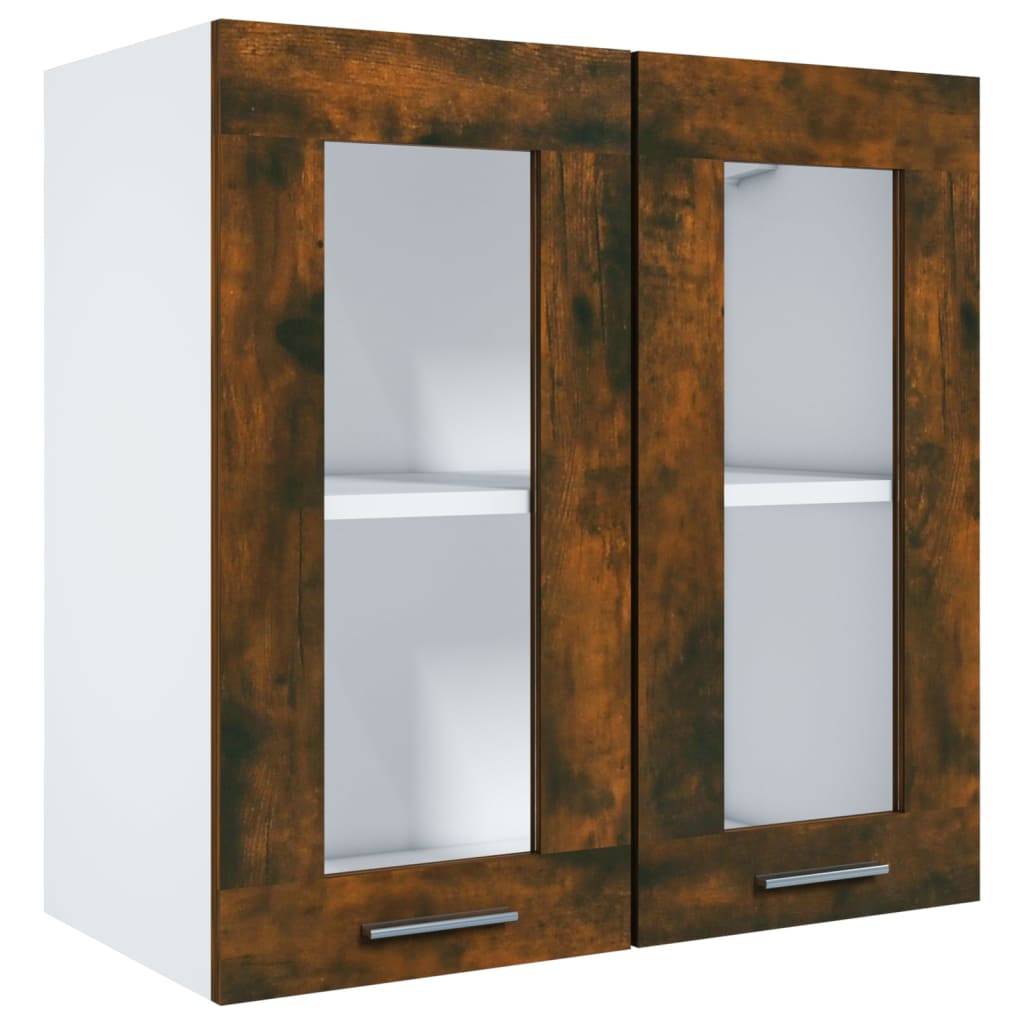 vidaXL Hängeschrank Lyon Glas Räuchereiche 60x31x60 cm Holzwerkstoff