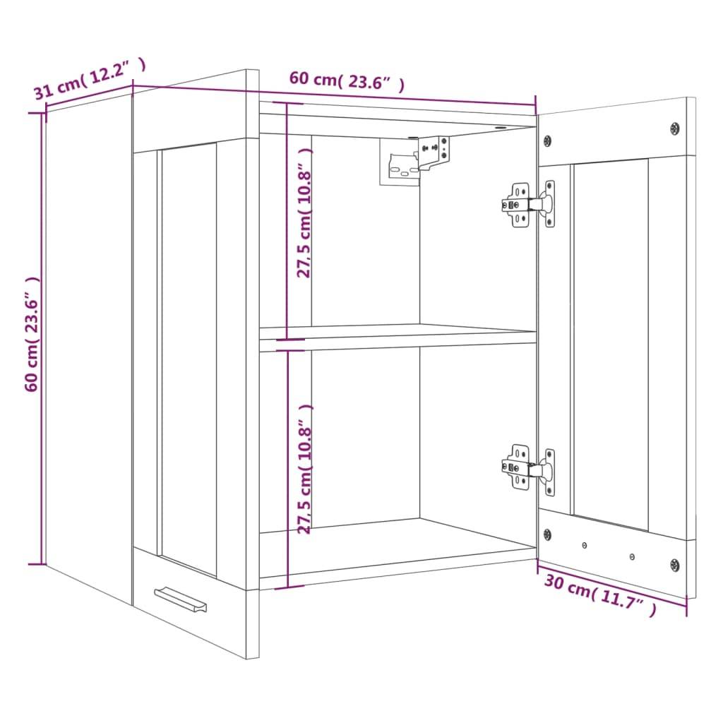 vidaXL Hängeschrank Lyon Glas Räuchereiche 60x31x60 cm Holzwerkstoff
