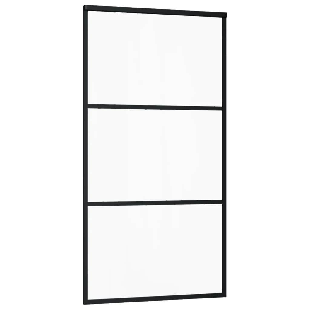 vidaXL Schiebetür ESG-Glas und Aluminium 102x205 cm Schwarz