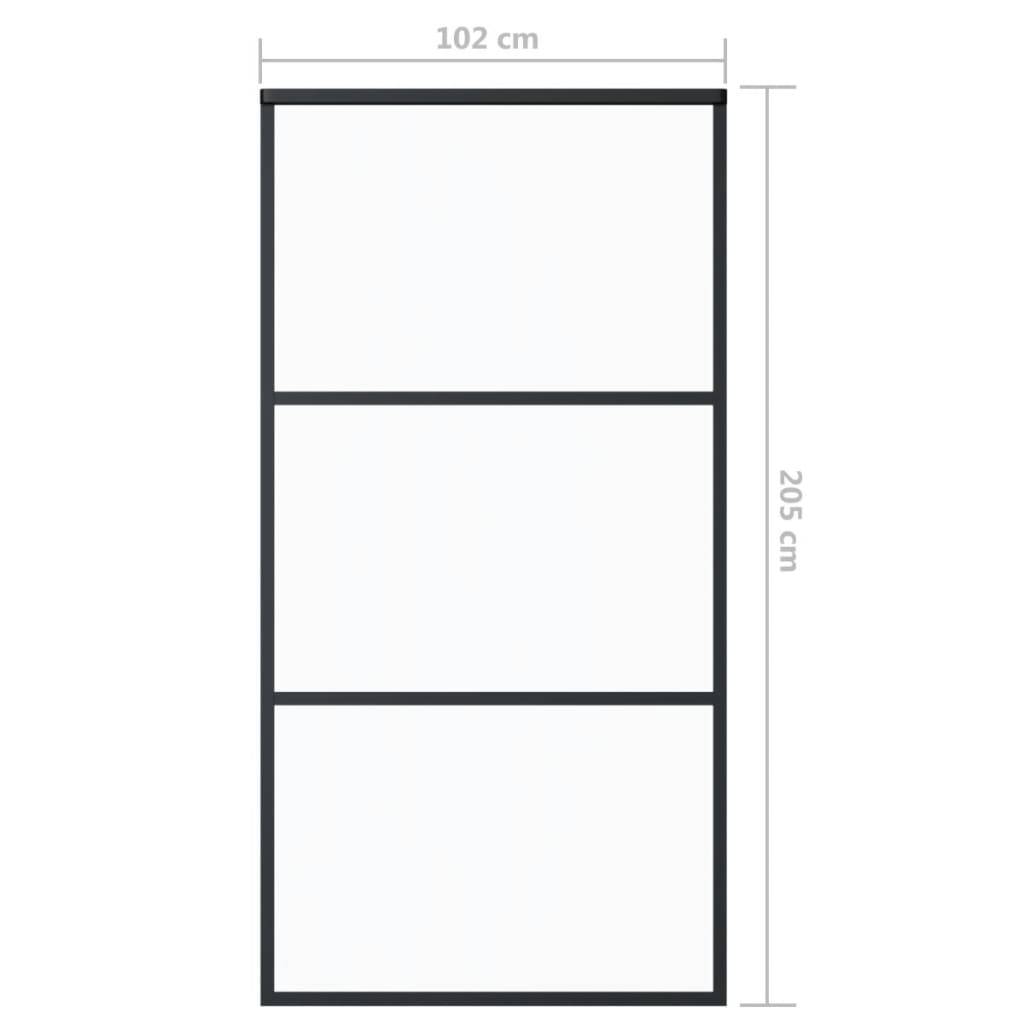 vidaXL Schiebetür ESG-Glas und Aluminium 102x205 cm Schwarz