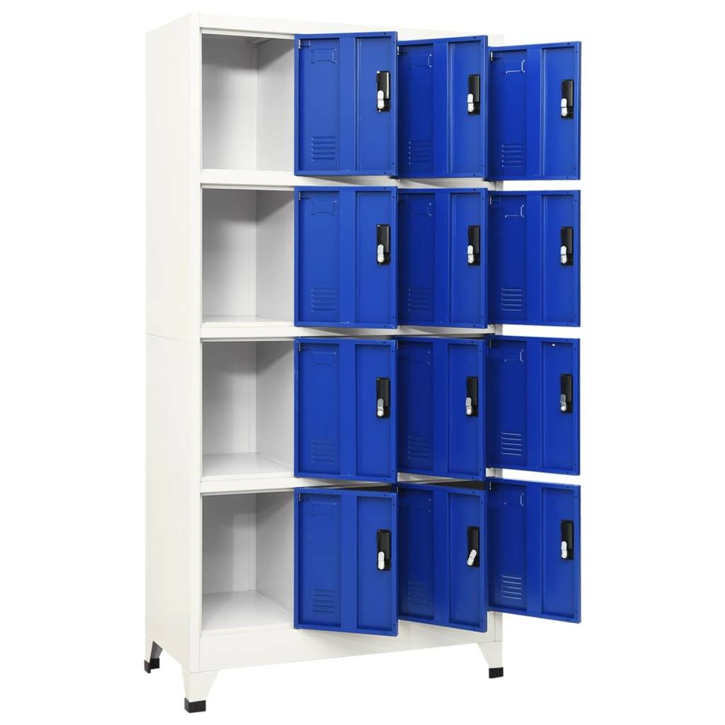 vidaXL Schließfachschrank Grau und Blau 90x45x180 cm Stahl