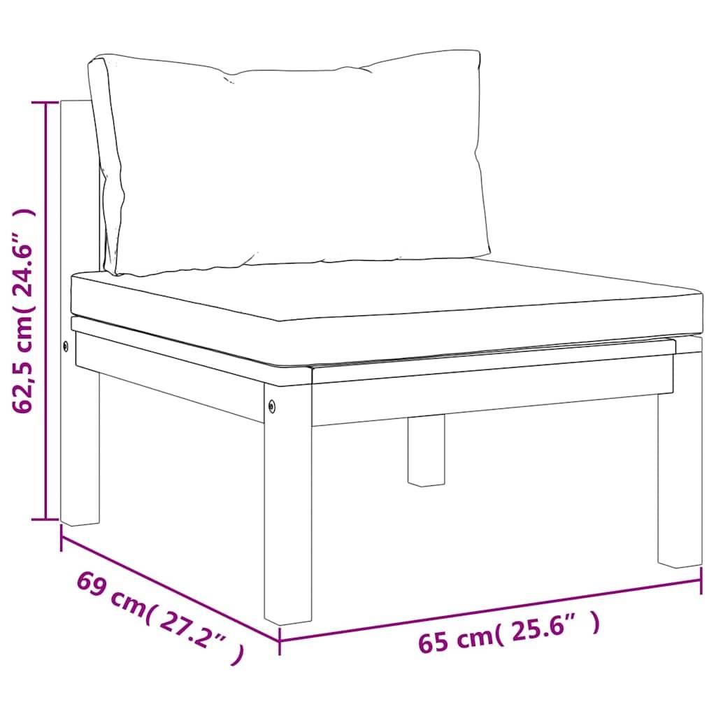 vidaXL 3-tlg. Garten-Lounge-Set mit Cremeweißen Kissen Akazienholz