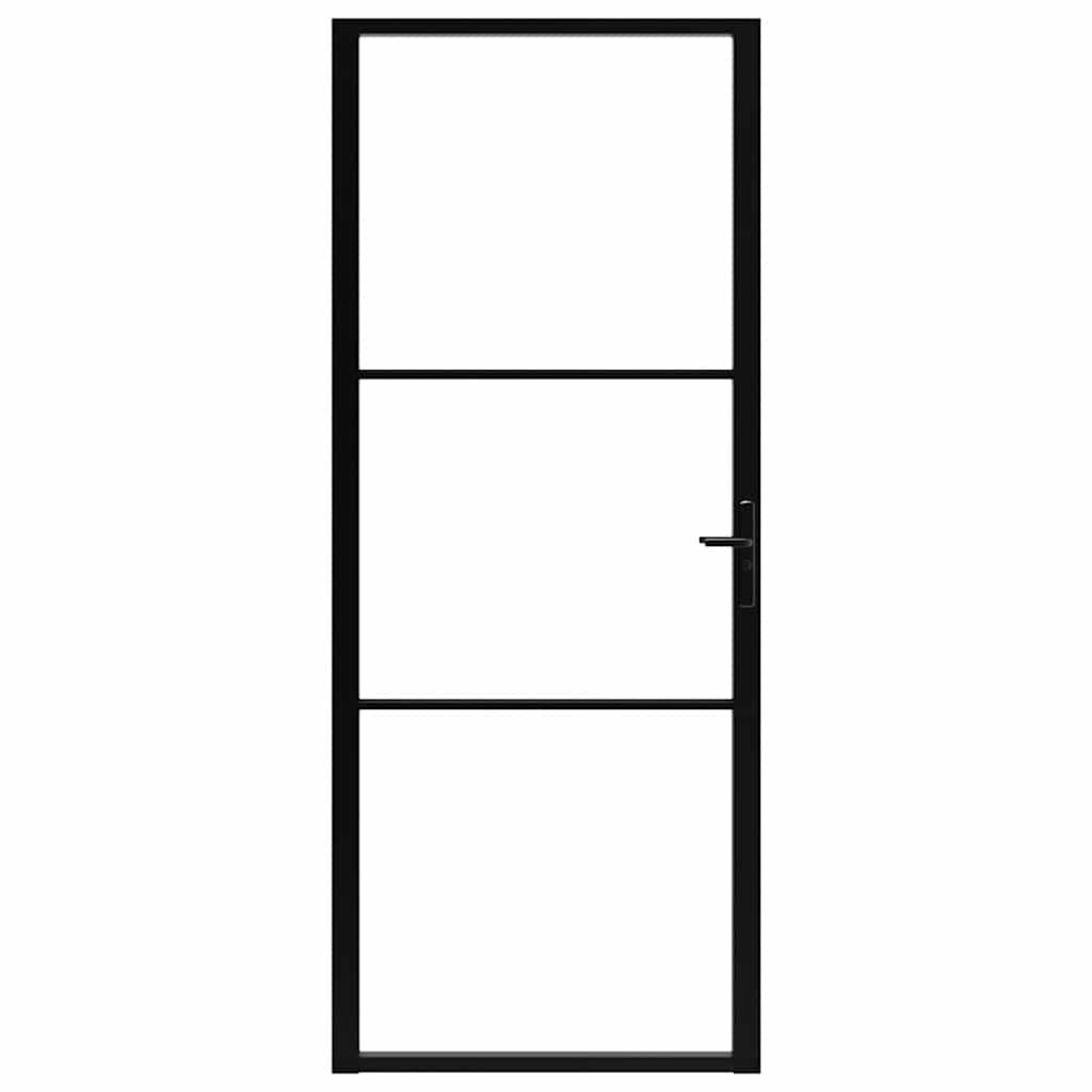 vidaXL Innentür ESG Glas und Aluminium 93x201,5 cm Schwarz