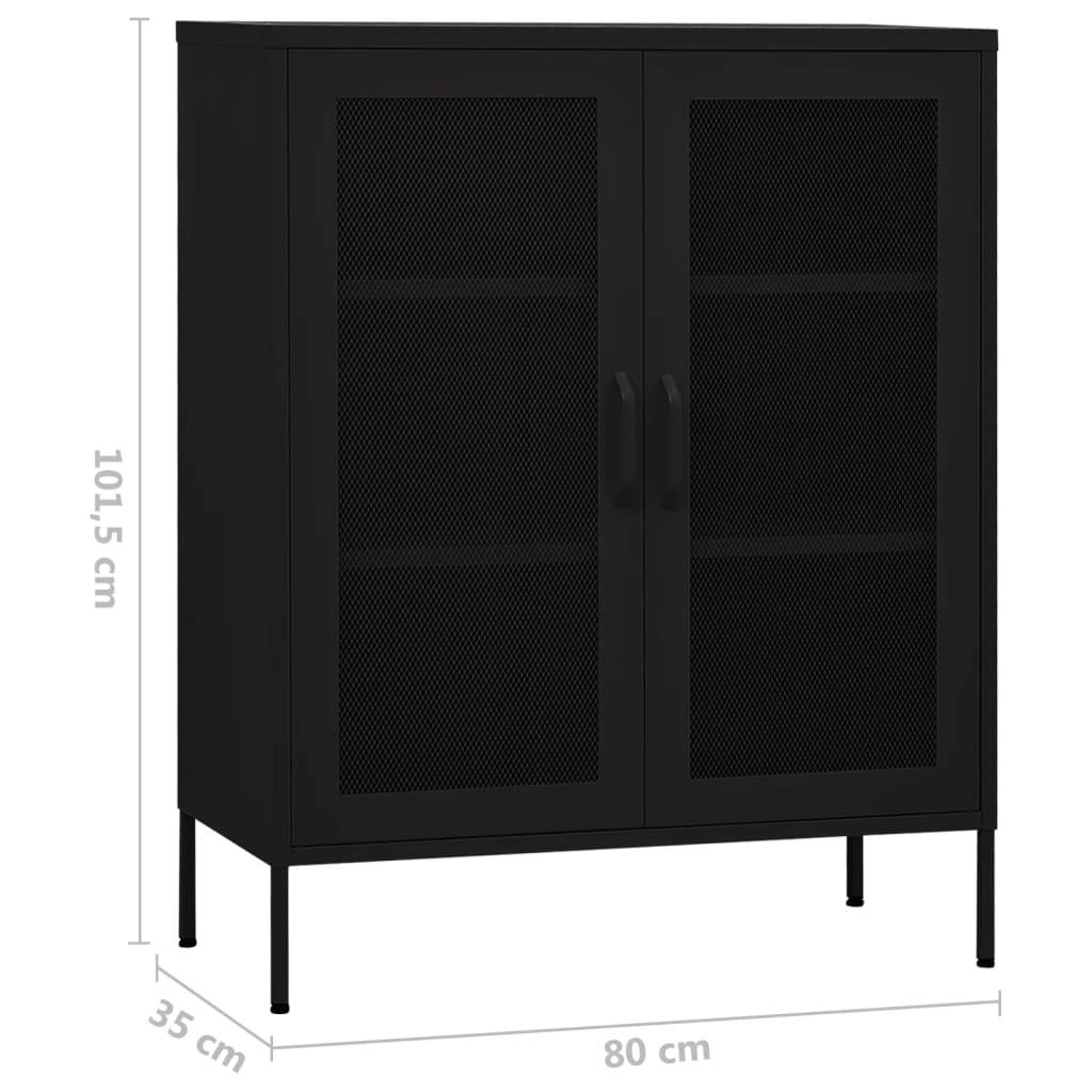 vidaXL Lagerschrank Schwarz 80x35x101,5 cm Stahl