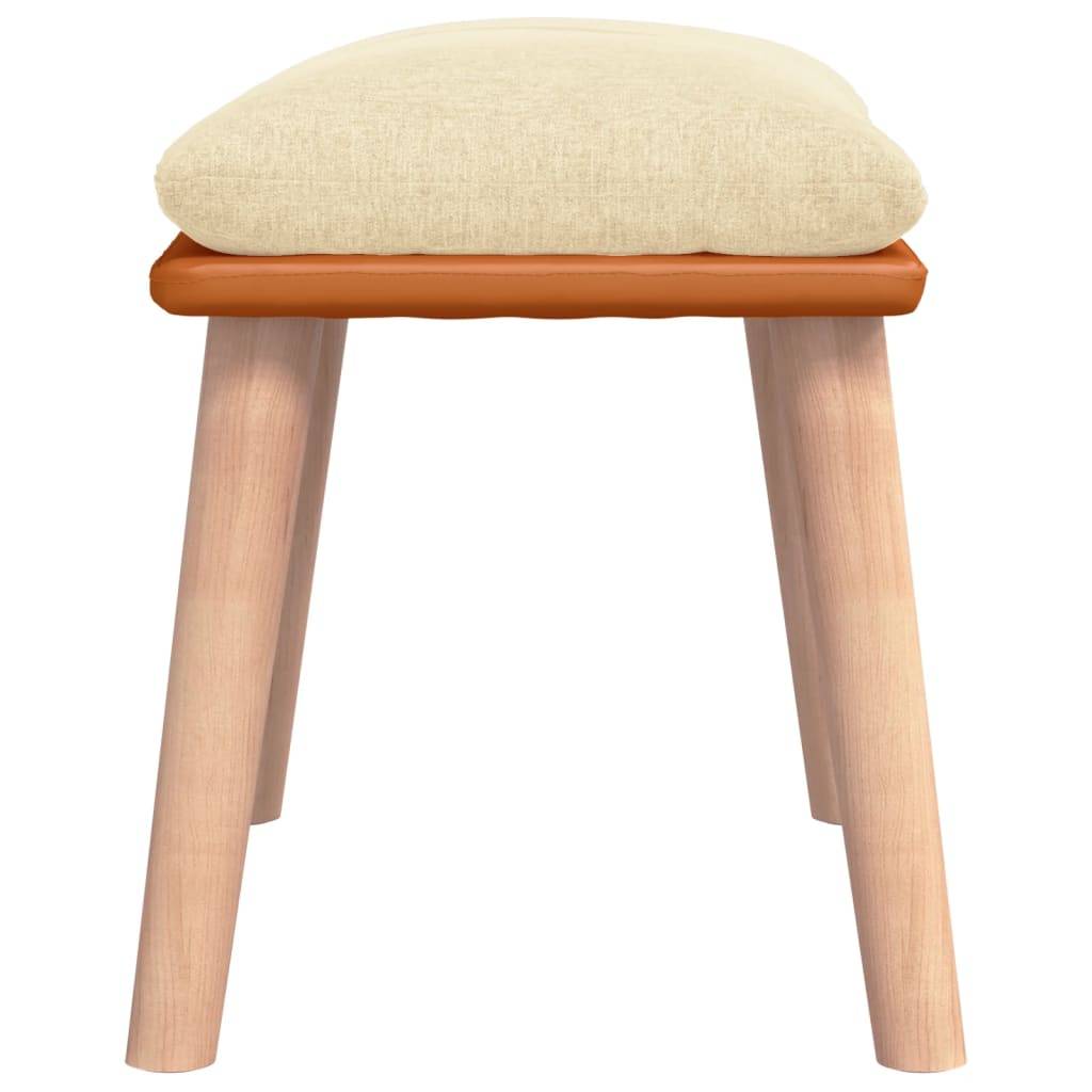 vidaXL Fußhocker Creme 45x29,5x35 cm Stoff und Kunstleder