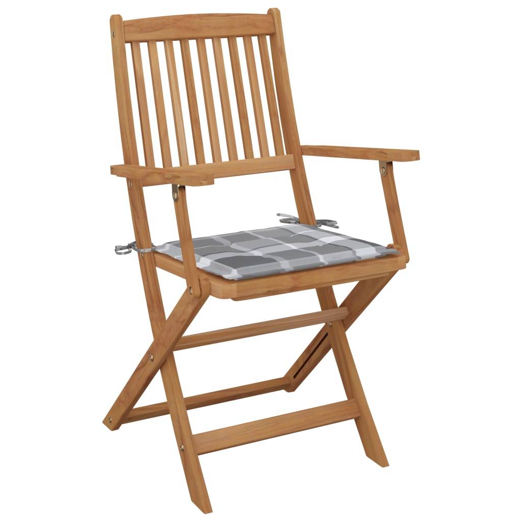 vidaXL Klappbare Gartenstühle 6 Stk. mit Kissen Massivholz Akazie
