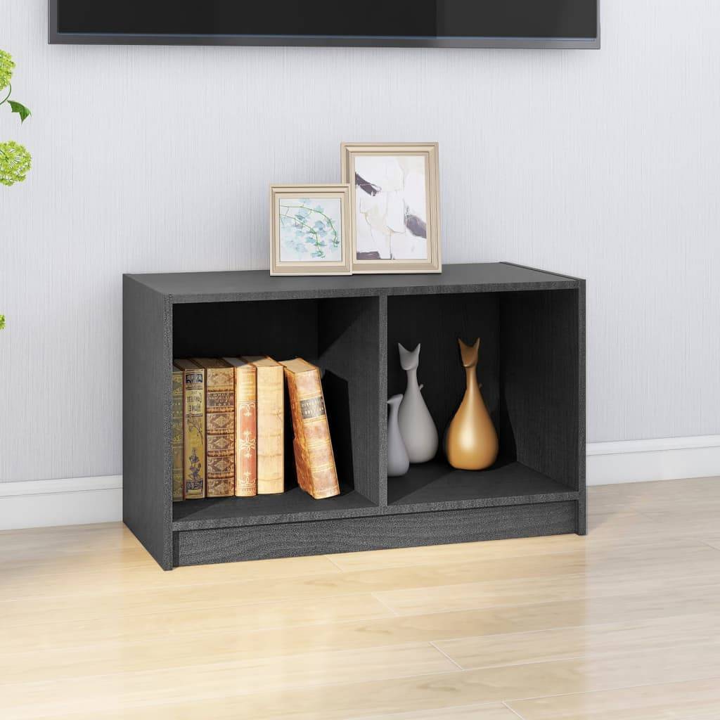 vidaXL TV-Schrank Grau 70x33x42 cm Massivholz Kiefer