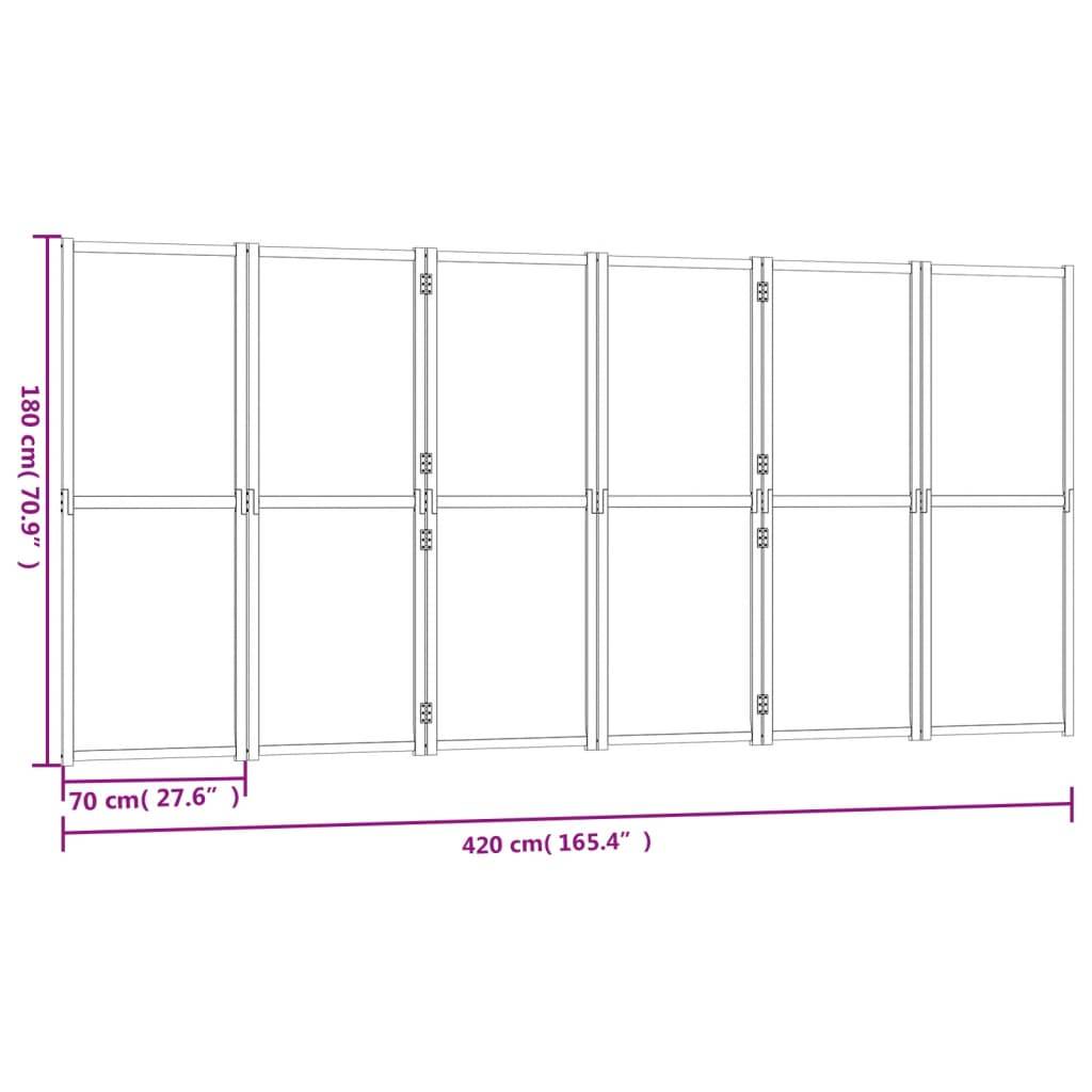 vidaXL 6-tlg. Raumteiler Schwarz 420x180 cm