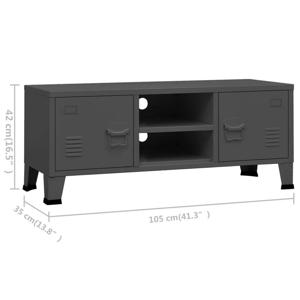 vidaXL TV-Schrank Industrie-Stil Anthrazit 105x35x42 cm Metall