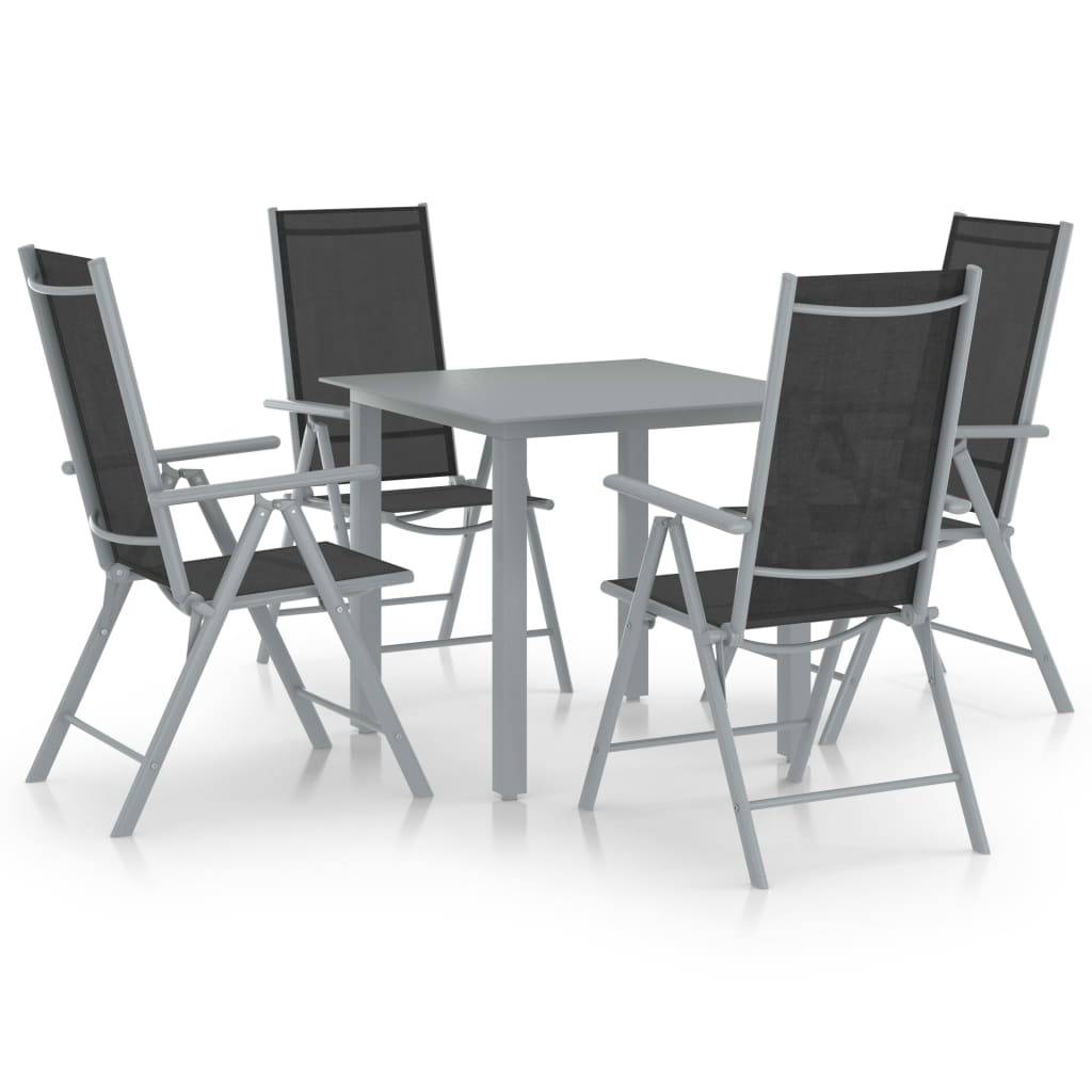 vidaXL 5-tlg. Garten-Essgruppe Aluminium Silbern und Schwarz